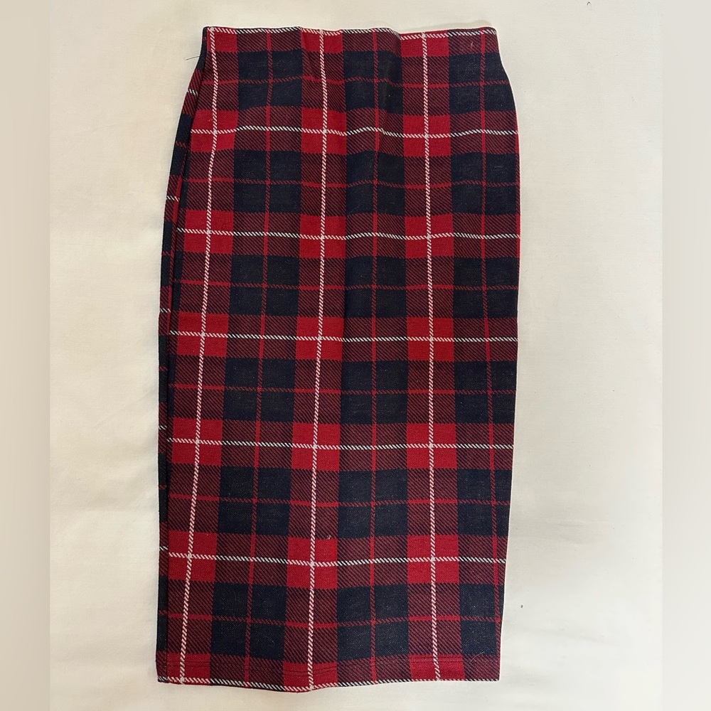 Zara tartan pencil midi skirt